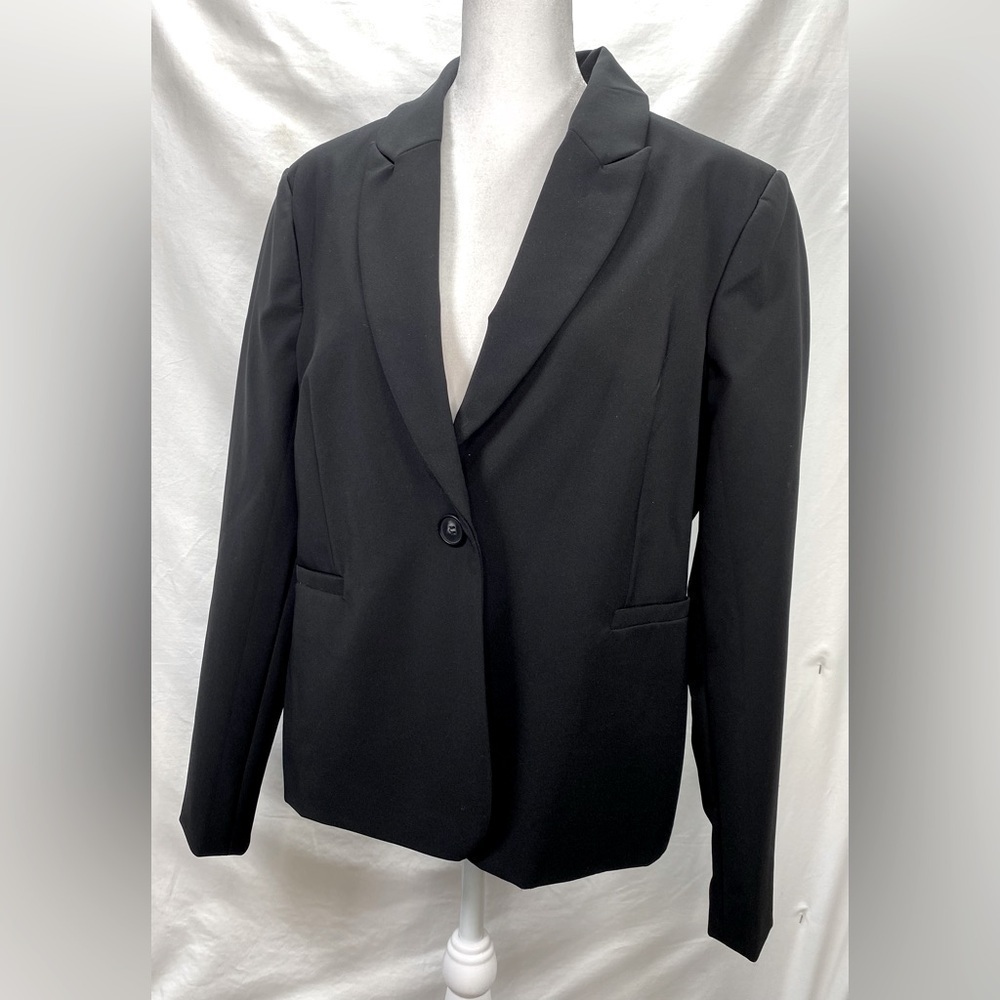 Nicole Miller Black One Button Blazer Suit Jacket in Size XL.